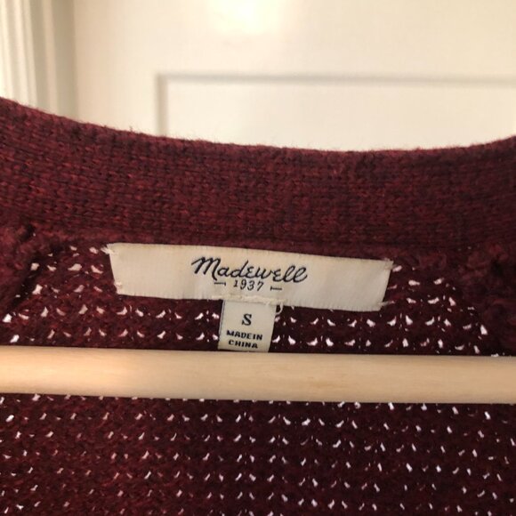 Madewell burgundy open front sweater w/ pockets - Picture 4 of 4